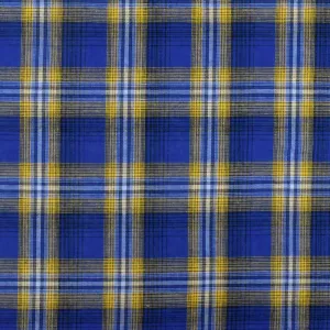 Rare Blue-Yellow-Multi Plaid Polyester Voile Woven Fabric