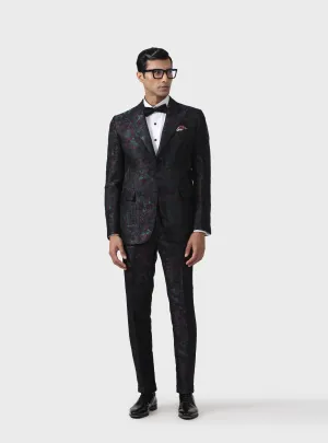 SARTORIAL SPLENDOUR THE BESPOKE WINE MULTICOLOURED TUXEDO JACKET