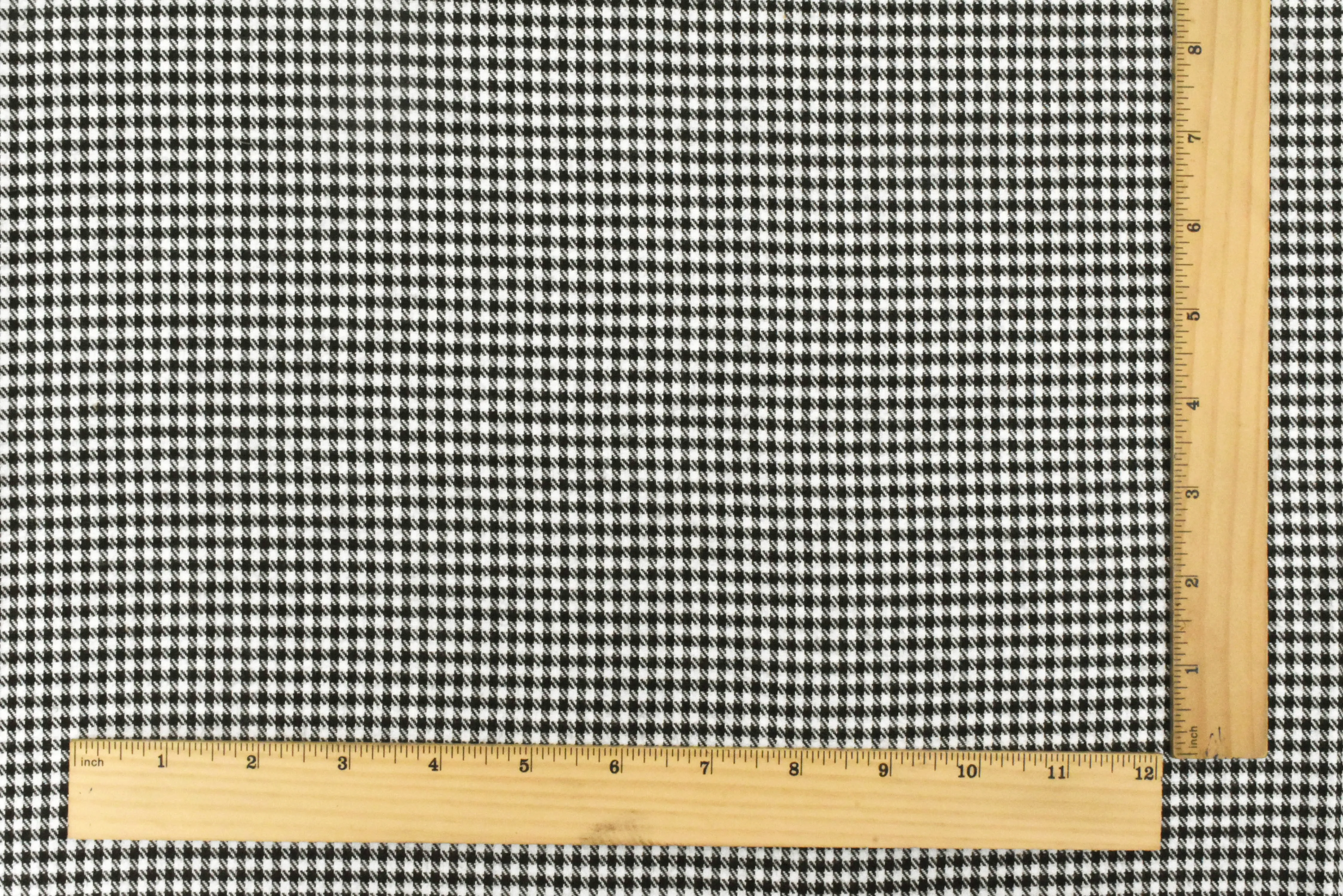 Snow White-Black Gingham Poly-Cotton Twill Woven Fabric