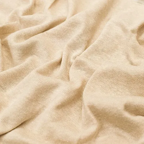 Soft Beige Slubbed Jersey Knit Fabric