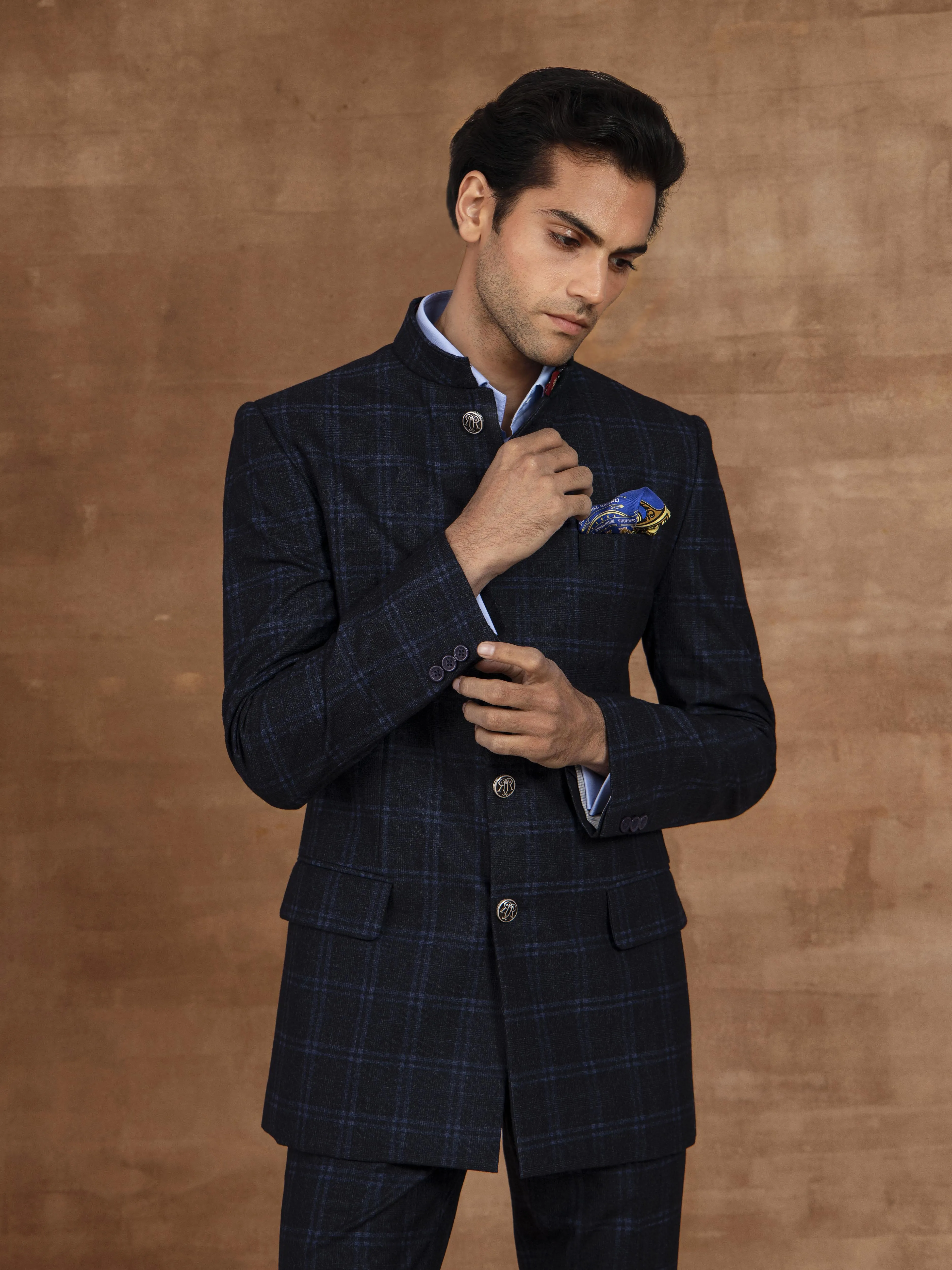 THE PLAID BANDHGALA SUIT