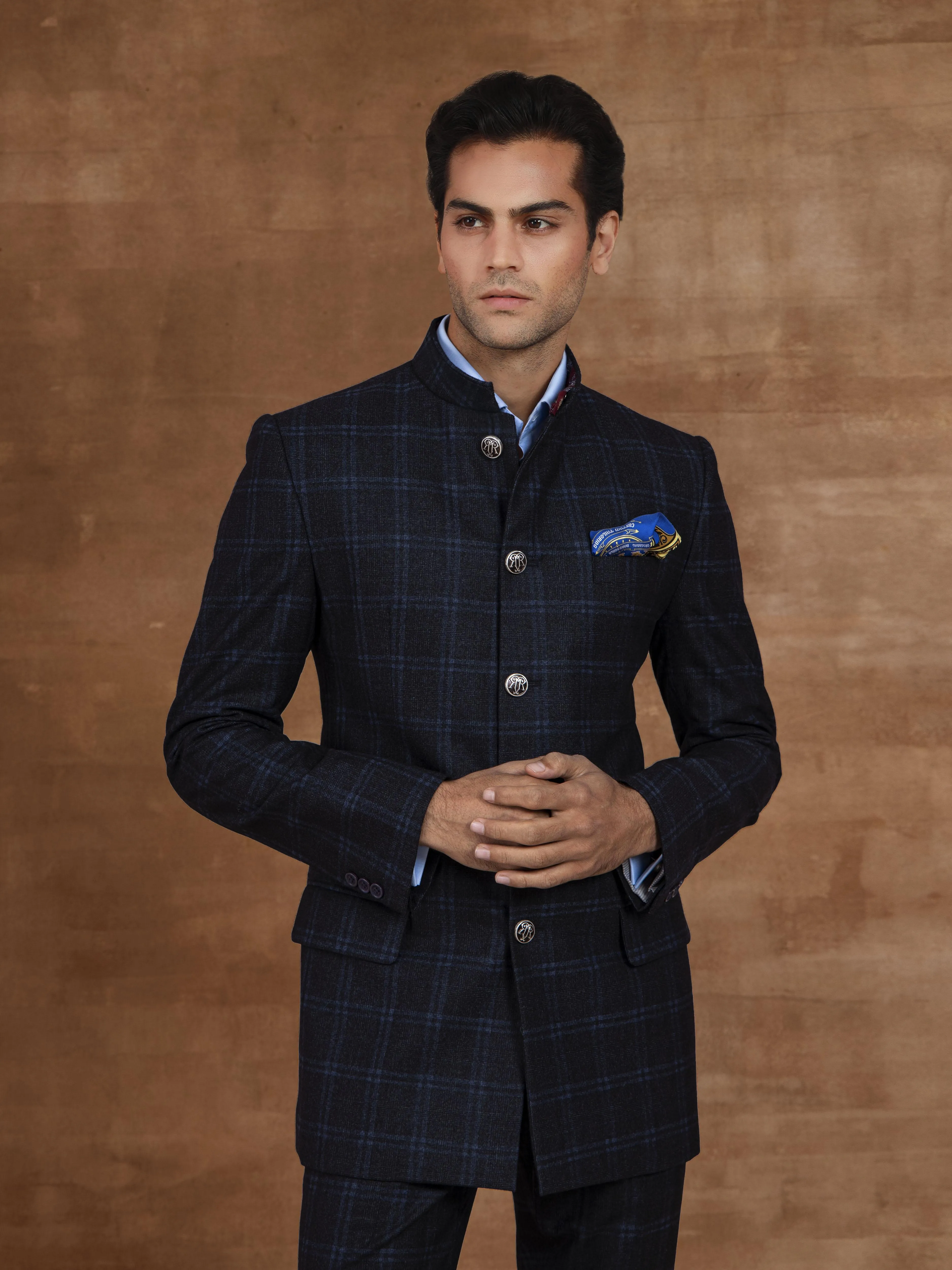 THE PLAID BANDHGALA SUIT