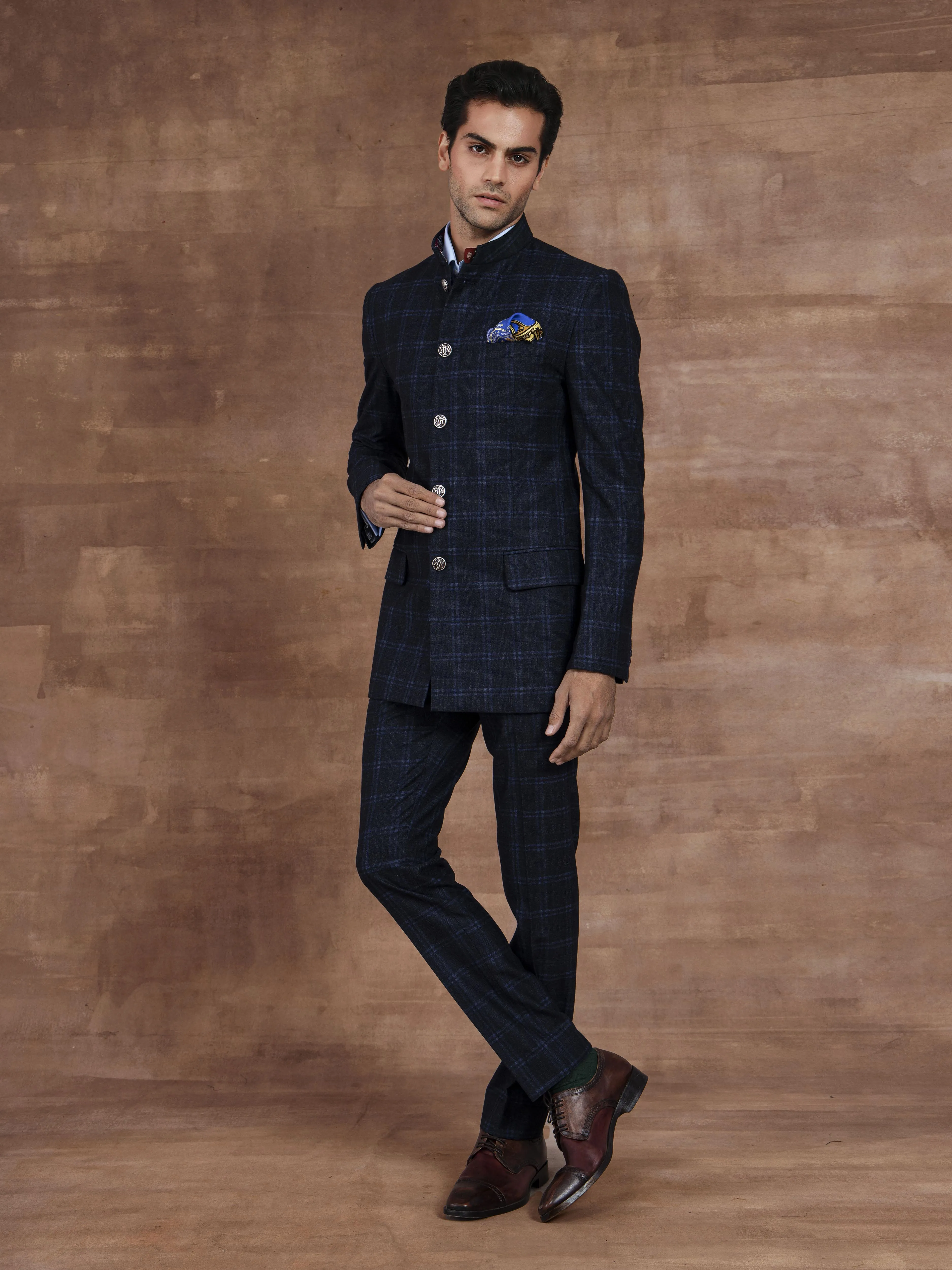 THE PLAID BANDHGALA SUIT