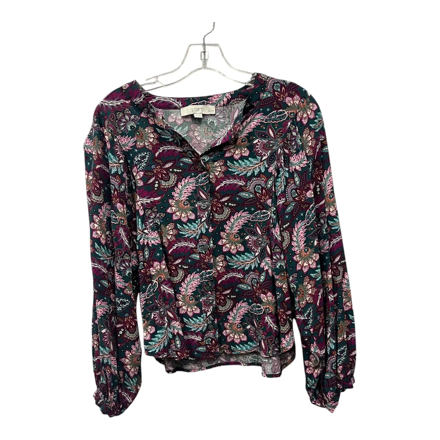 Top Ls By Loft In Green & Purple, Size:Mp