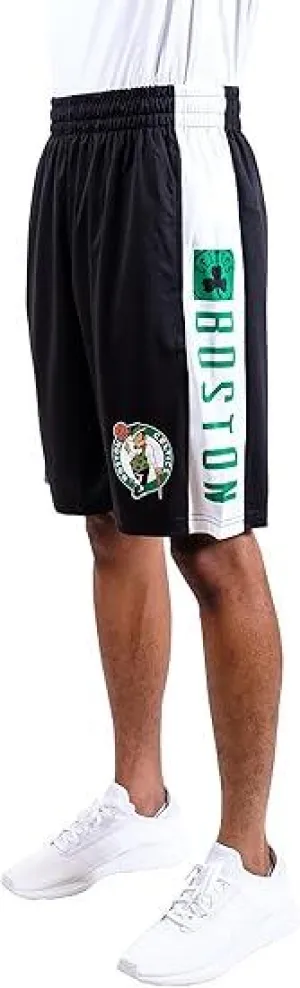 Ultra Game NBA Official Men’s Super Soft Active Workout Basketball Training Shorts - Unisex, Boston Celtics, Black|Boston Celtics