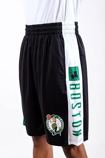 Ultra Game NBA Official Men’s Super Soft Active Workout Basketball Training Shorts - Unisex, Boston Celtics, Black|Boston Celtics