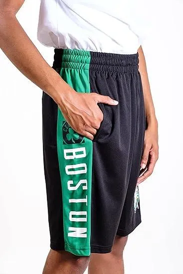 Ultra Game NBA Official Men’s Super Soft Active Workout Basketball Training Shorts - Unisex, Boston Celtics, Black|Boston Celtics