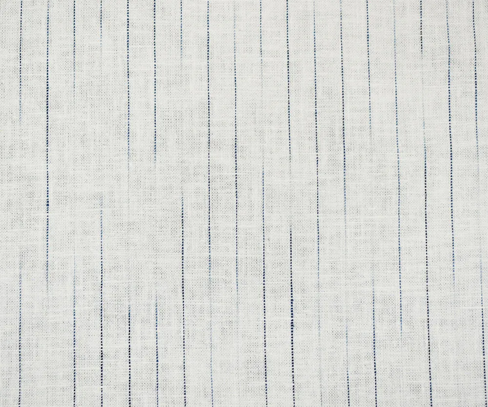 White-Blue Faded Stripe Linen Cross-Hatch Shirting Woven Fabric