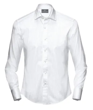 White with Blue Formal Stripe Dress Shirt