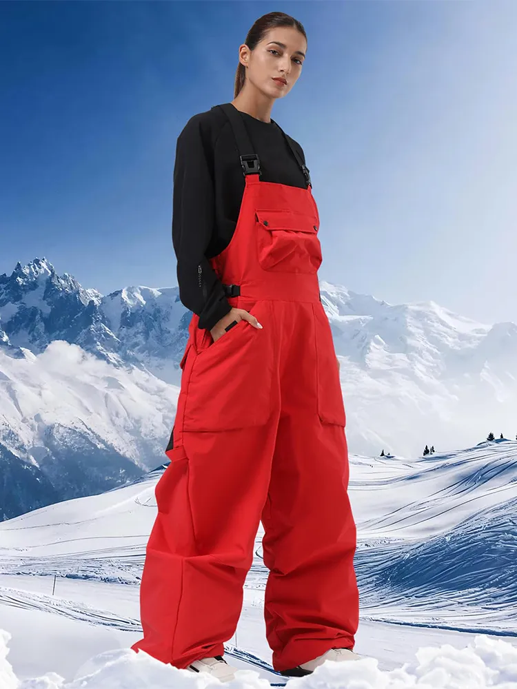 Women Cool Baggy Skiing Bibs Outdoor Snowboard Overalls