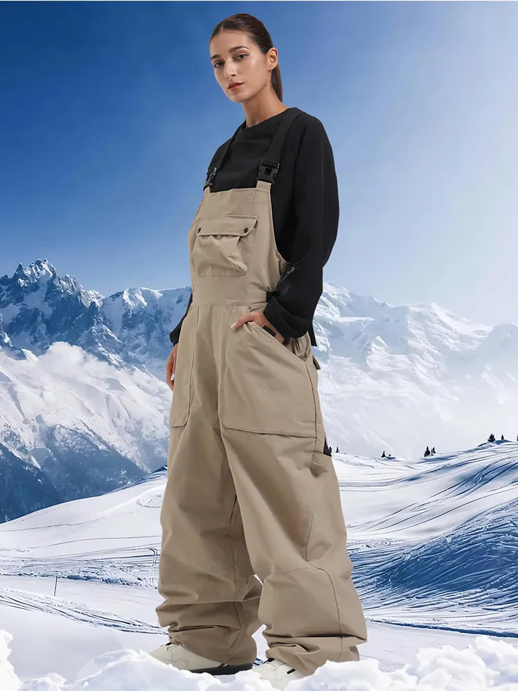 Women Cool Baggy Skiing Bibs Outdoor Snowboard Overalls