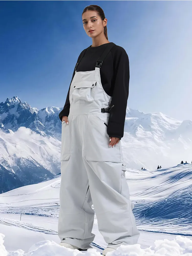 Women Cool Baggy Skiing Bibs Outdoor Snowboard Overalls