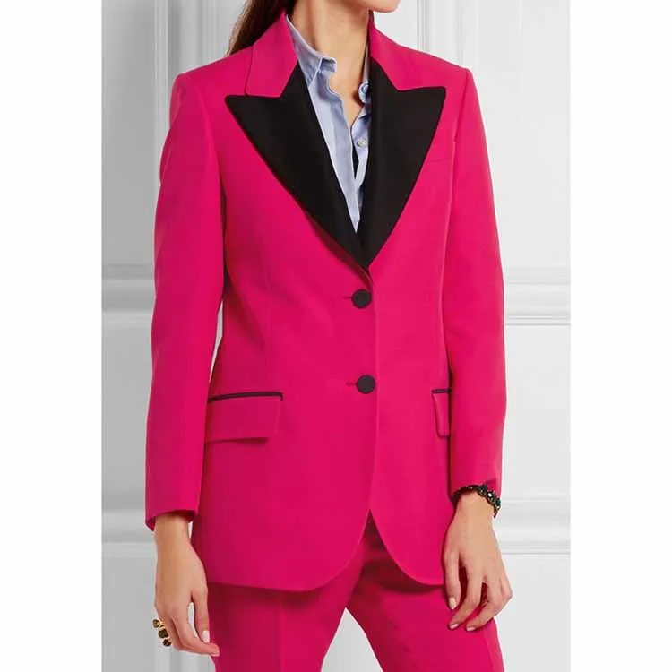 Women Pant Suits 2 Piece Fashion Suits with Blazer Pant Business Suits Color contrast Pantsuits