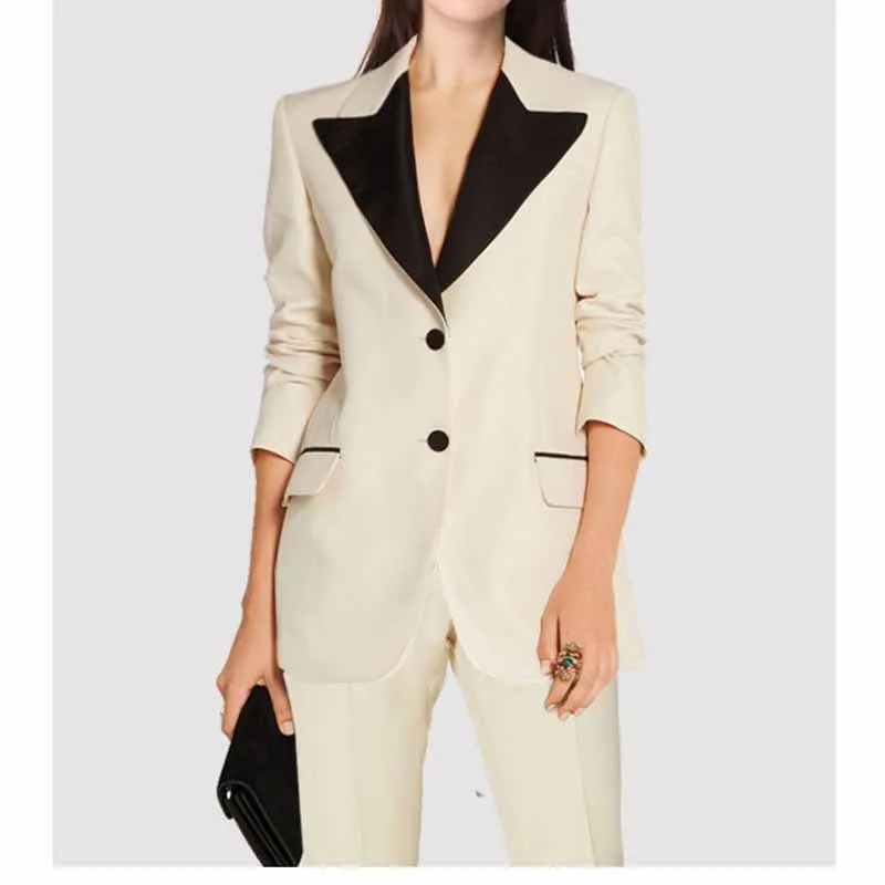 Women Pant Suits 2 Piece Fashion Suits with Blazer Pant Business Suits Color contrast Pantsuits