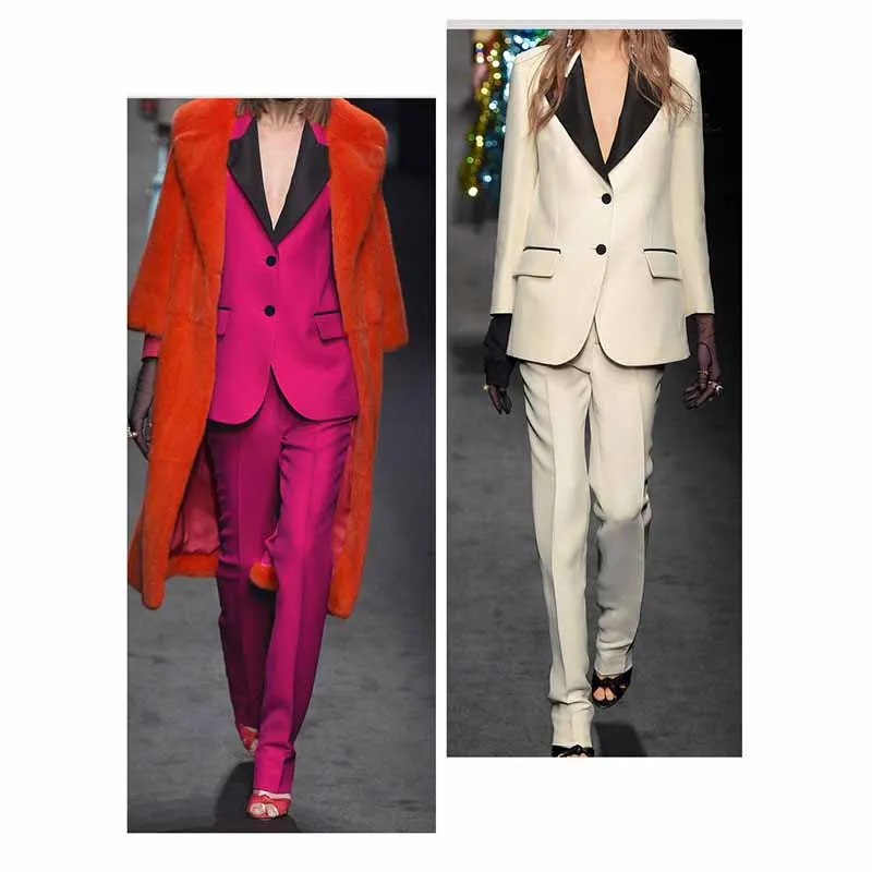 Women Pant Suits 2 Piece Fashion Suits with Blazer Pant Business Suits Color contrast Pantsuits