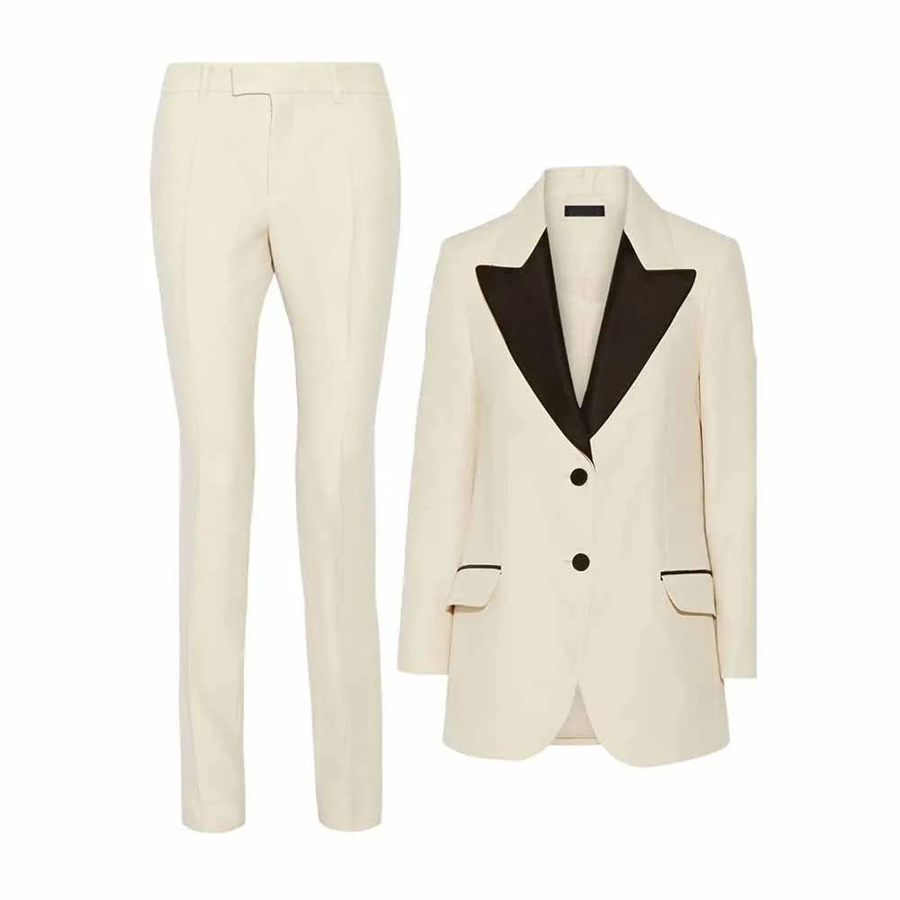 Women Pant Suits 2 Piece Fashion Suits with Blazer Pant Business Suits Color contrast Pantsuits