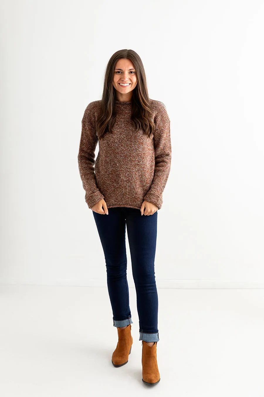 Womens Chunky cuffed jumper - Autumn marl