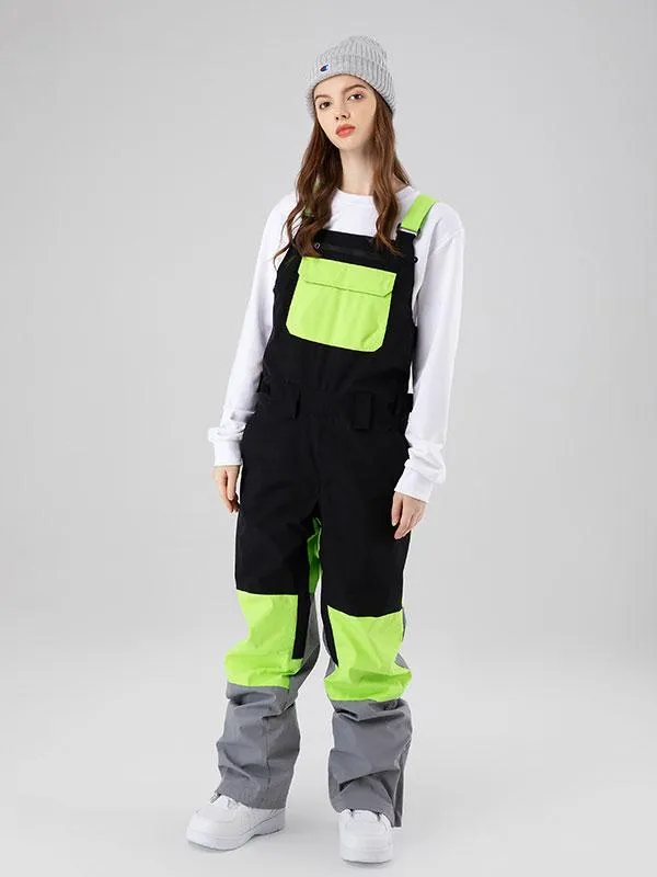 Women's Searipe Mountain Discover Colorblock Snowboard Pants Bibs