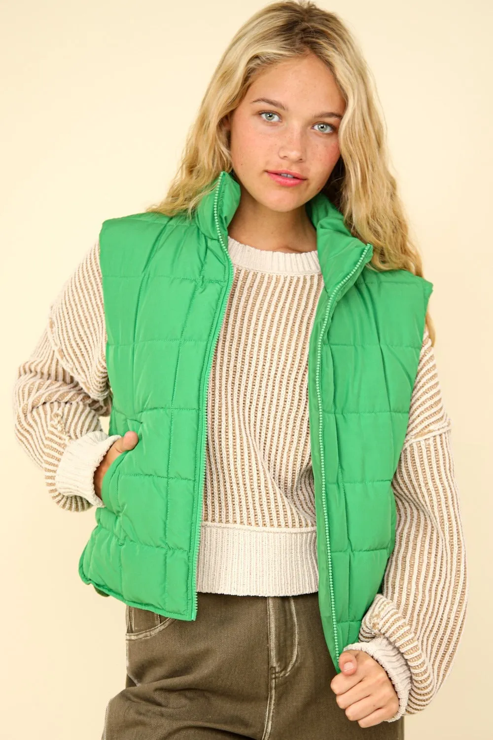 Zip Up Puffer Padded Warm Vest